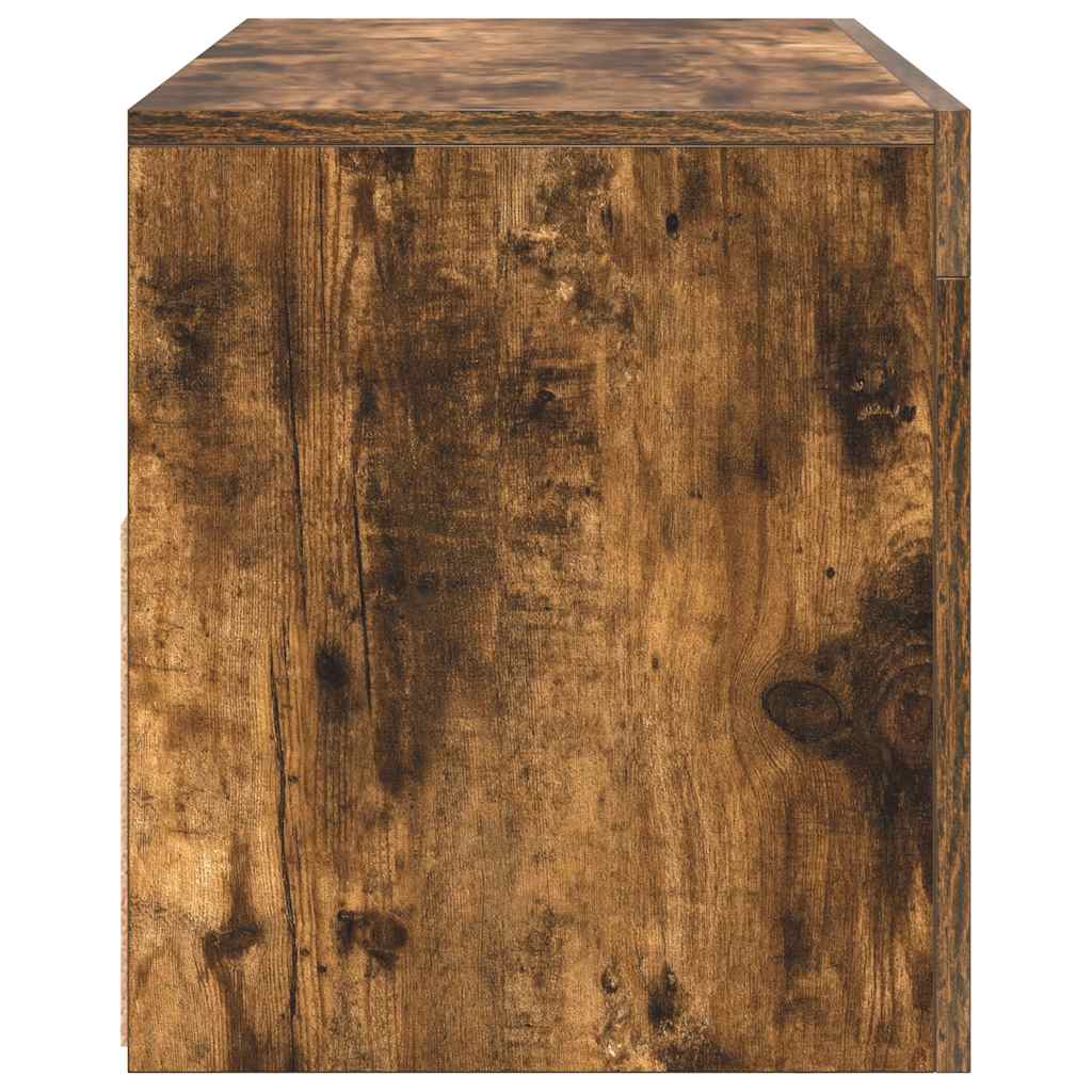 tv-bord med LED-lys 90x35x40 cm røget egetræsfarve