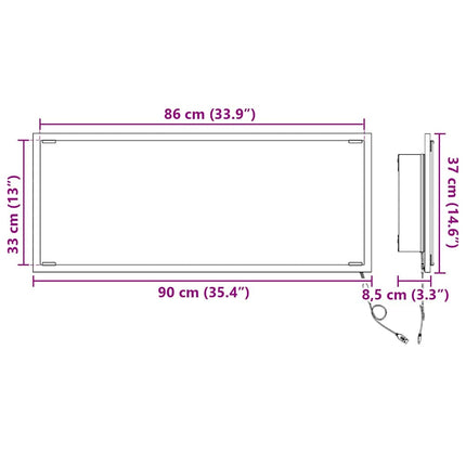 Spejl Røget eg 90 x 8,5 x 37 cm Konstrueret træ
