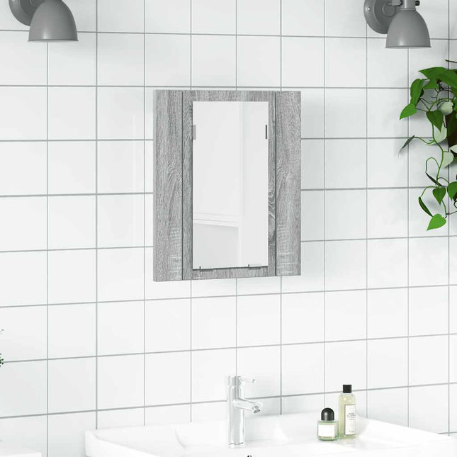 spejlskab m. LED-lys 40x12x45 cm konstrueret træ grå sonoma-eg
