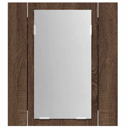 spejlskab med LED-lys 40x12x45 cm konstrueret træ brunt eg