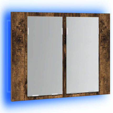 spejlskab m. LED-lys 60x12x45 cm konstrueret træ røget eg