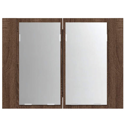 spejlskab m. LED-lys 60x12x45 cm konstrueret træ brunt eg