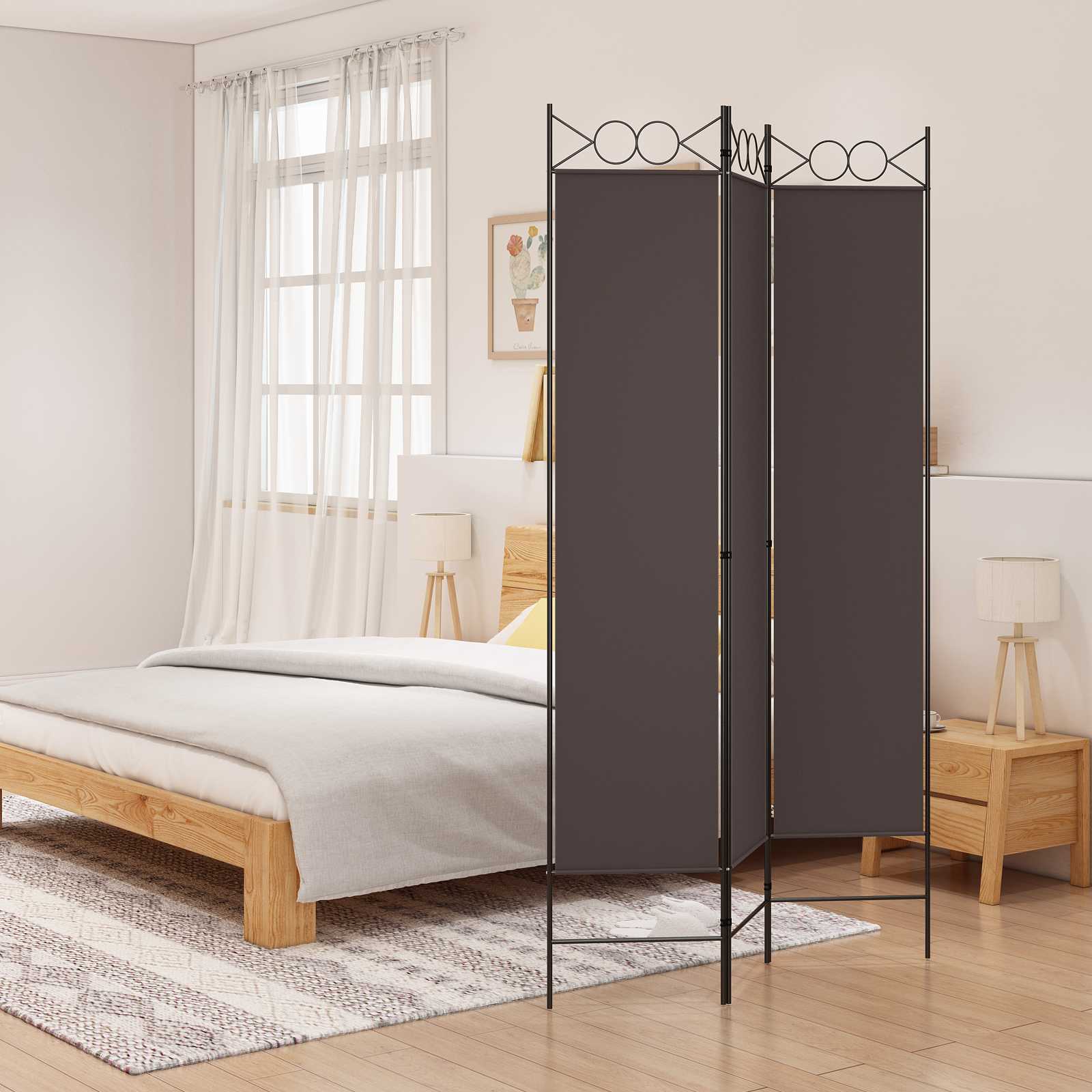 vidaXL 3-panels rumdeler 120x200 cm stof brun