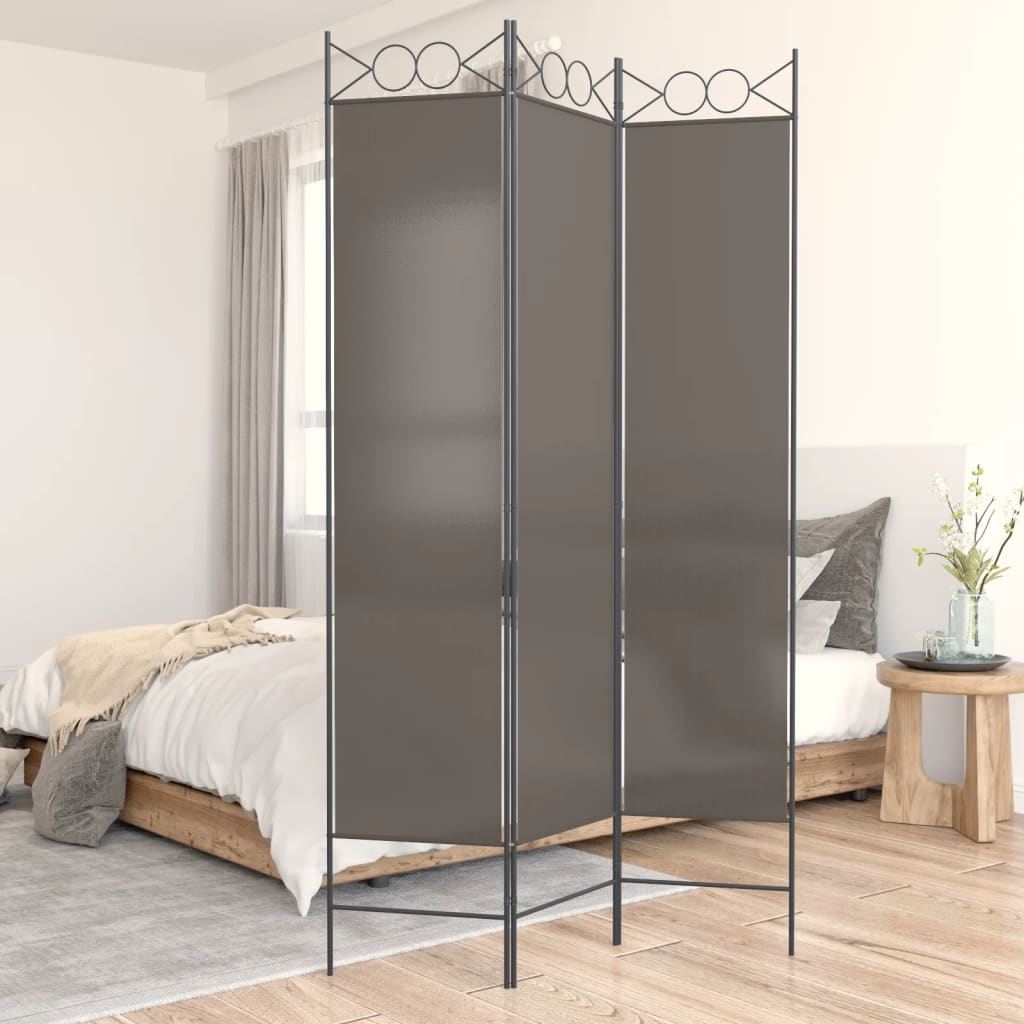 3-Panels Rumdeler Stof Antracitgrå - 3 / 120 x 200 cm