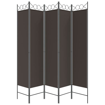 5-panels rumdeler 200x200 cm stof brun