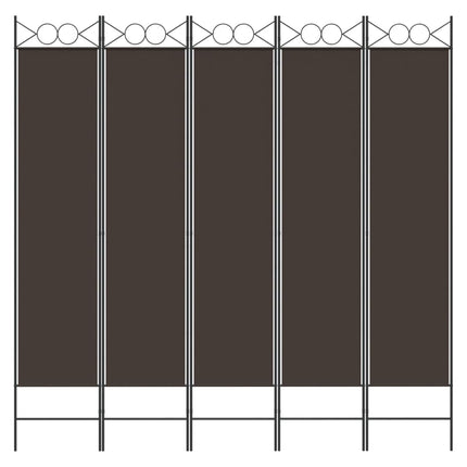 5-panels rumdeler 200x200 cm stof brun