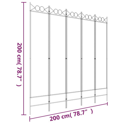 5-panels rumdeler 200x200 cm stof brun