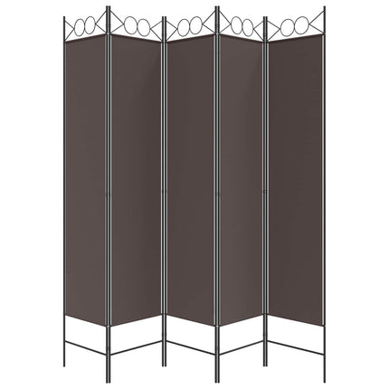 5-panels rumdeler 200x200 cm stof brun