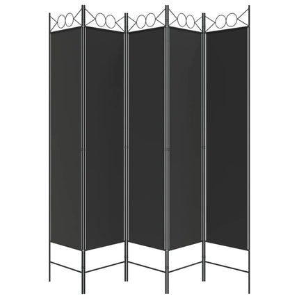 5-panels rumdeler 200x200 cm stof sort