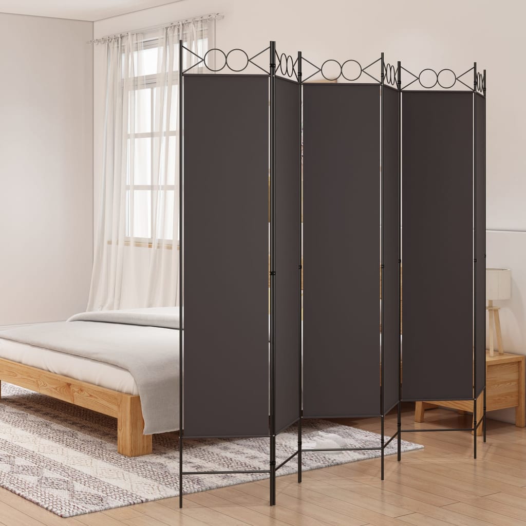 6-panels rumdeler 240x200 cm stof brun billede