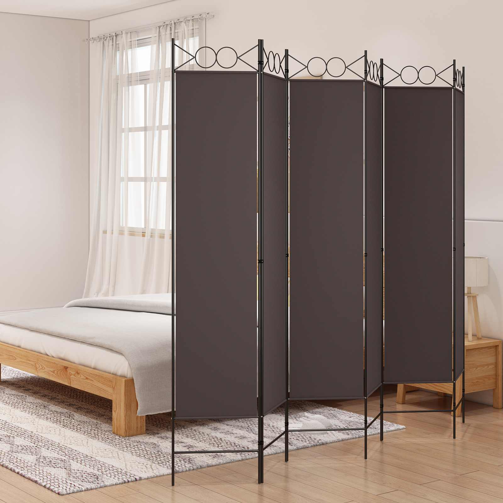 vidaXL 6-panels rumdeler 240x200 cm stof brun