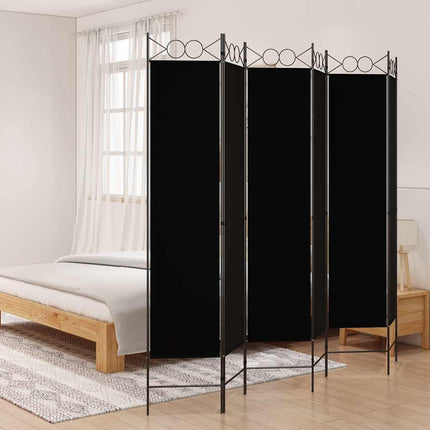 6-panels rumdeler 240x200 cm stof sort