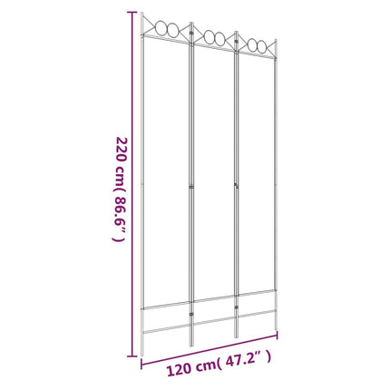 3-panels rumdeler 120x220 cm stof antracitgrå