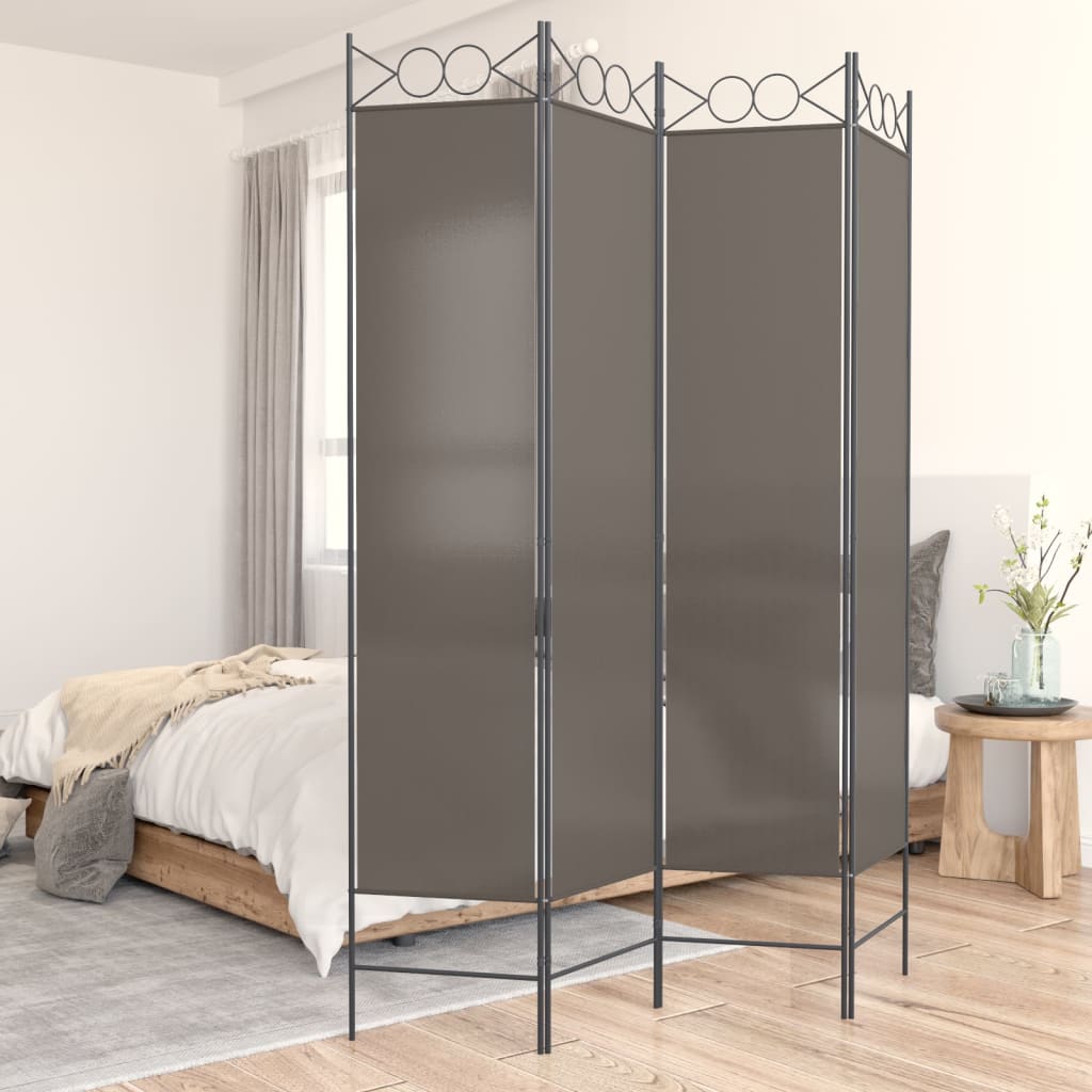 3-Panels Rumdeler Stof Antracitgrå - 4 / 160 x 220 cm