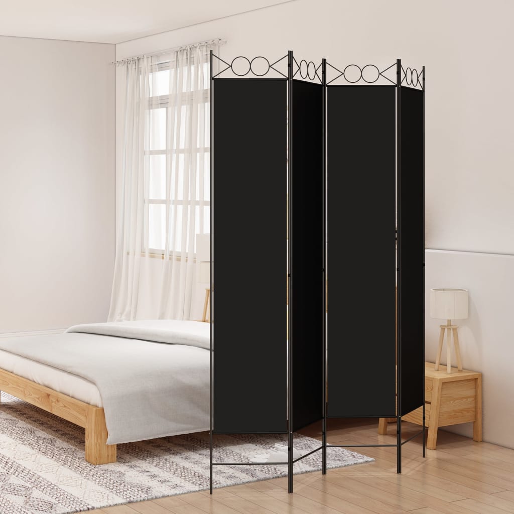 4-panels rumdeler 160x220 cm stof sort billede