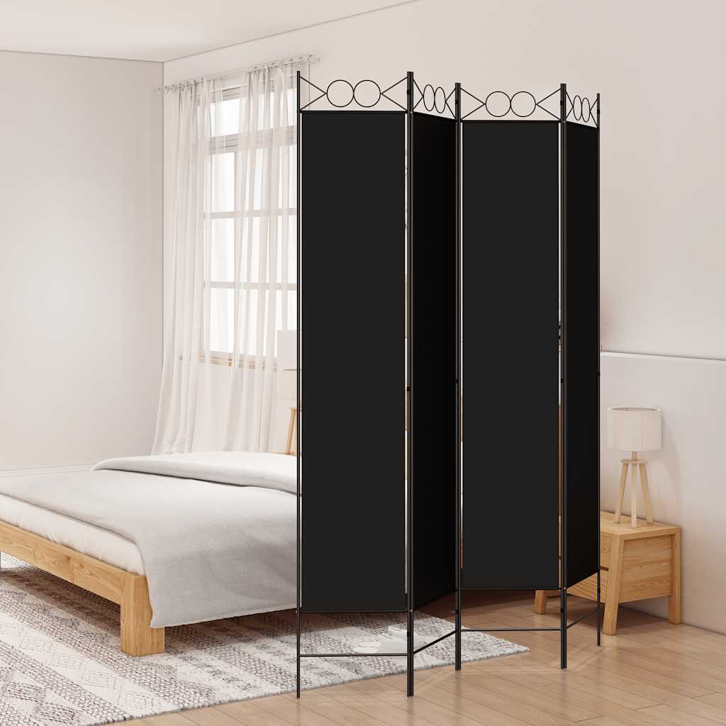 3-Panels Rumdeler Stof Sort - 4 / 160 x 220 cm