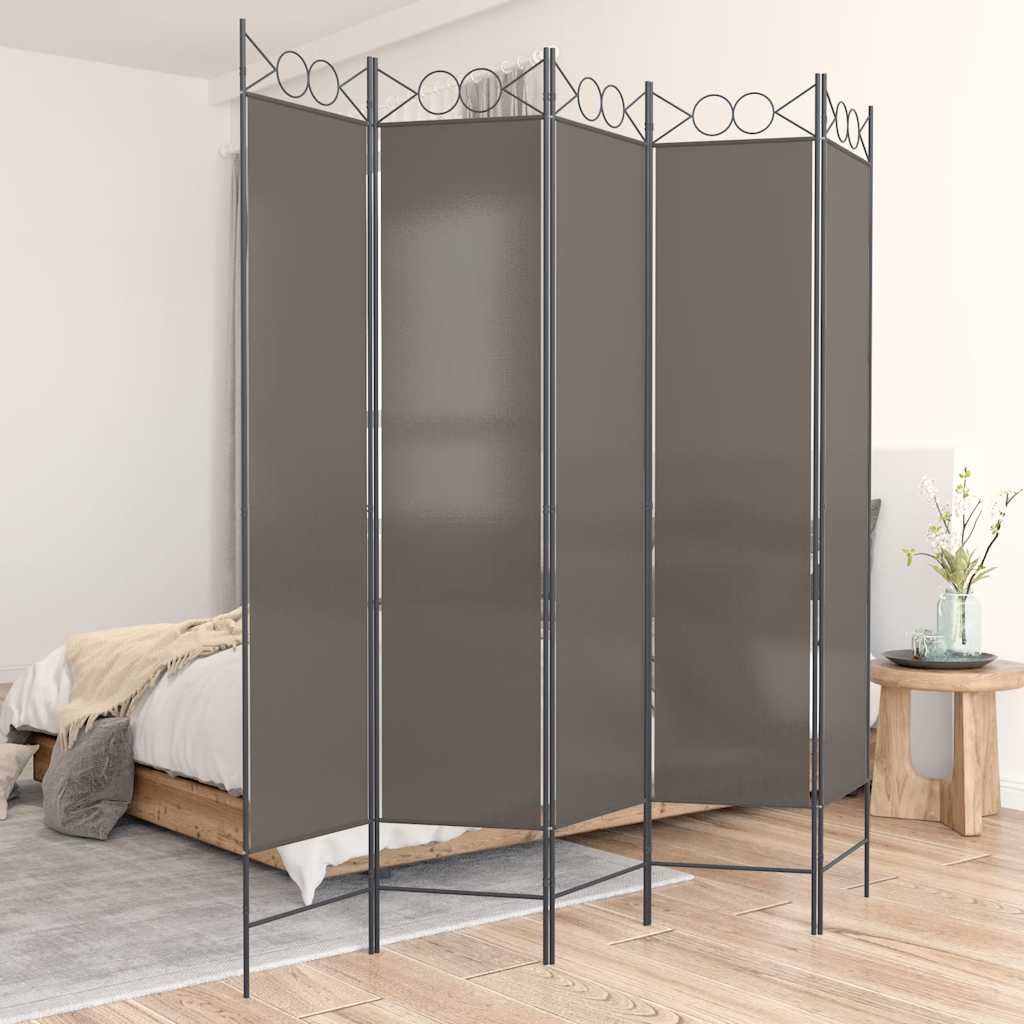 3-Panels Rumdeler Stof Antracitgrå - 5 / 200 x 220 cm