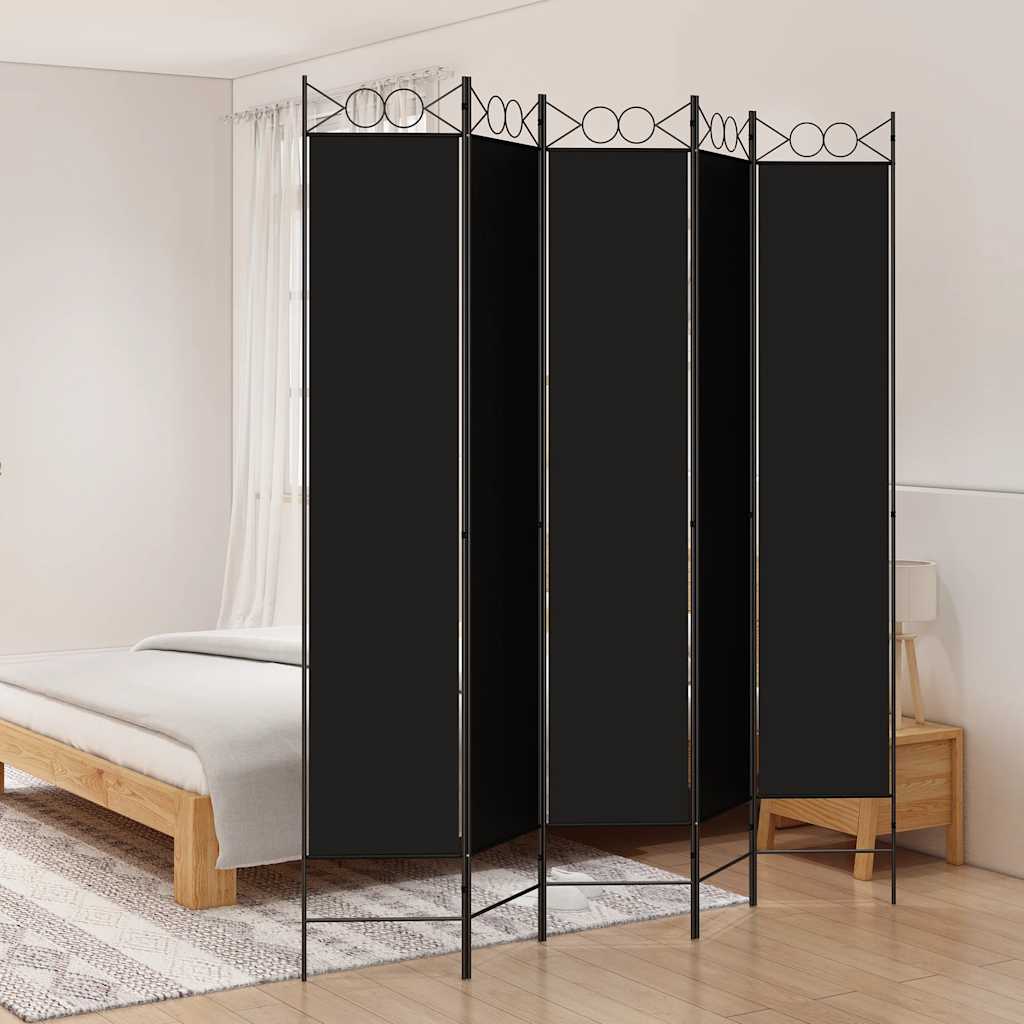 3-Panels Rumdeler Stof Sort - 5 / 200 x 220 cm