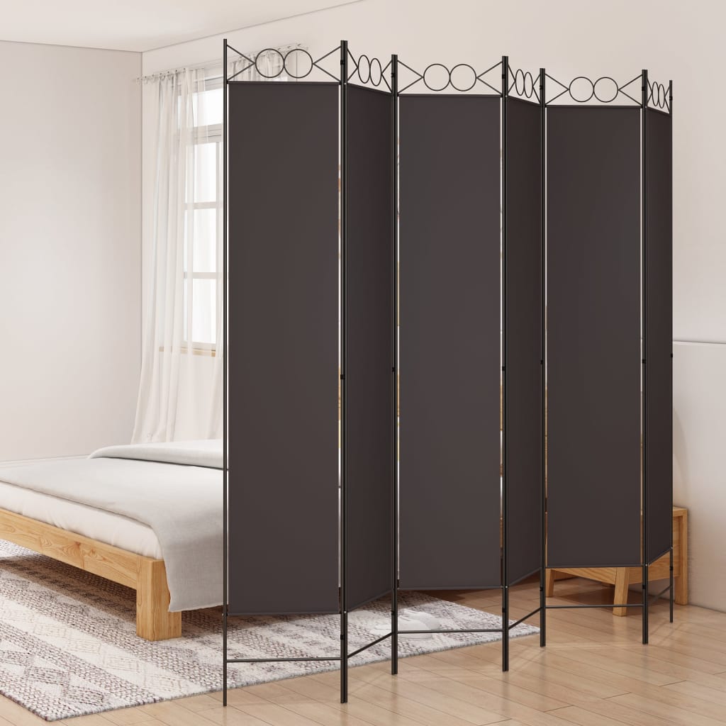 6-panels rumdeler i stof - 240 × 220 cm, brun