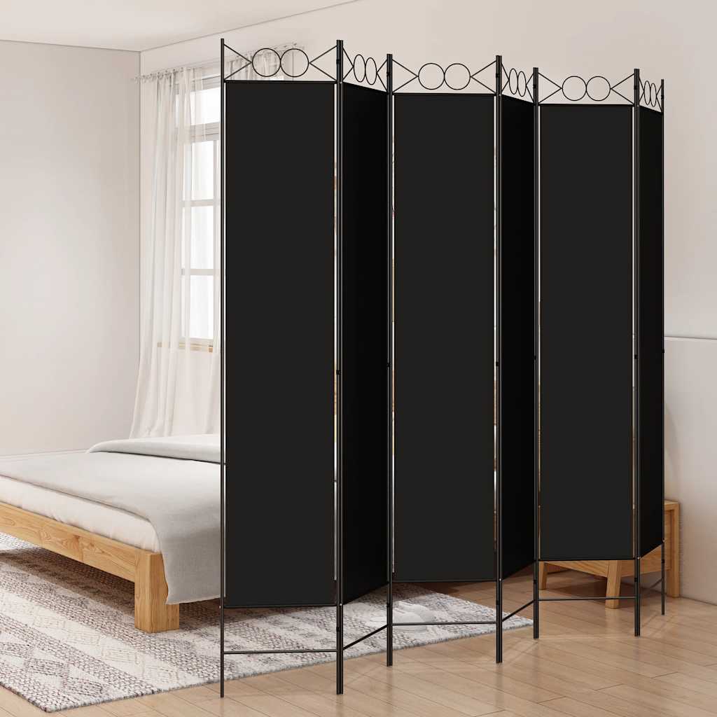 3-Panels Rumdeler Stof Sort - 6 / 240 x 220 cm
