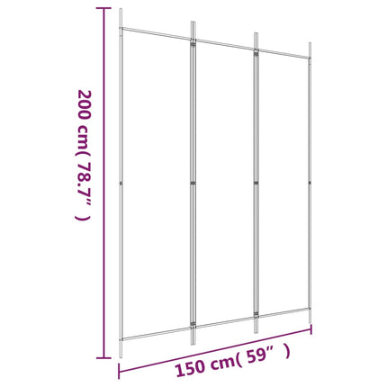 3-panels rumdeler 150x200 cm stof brun