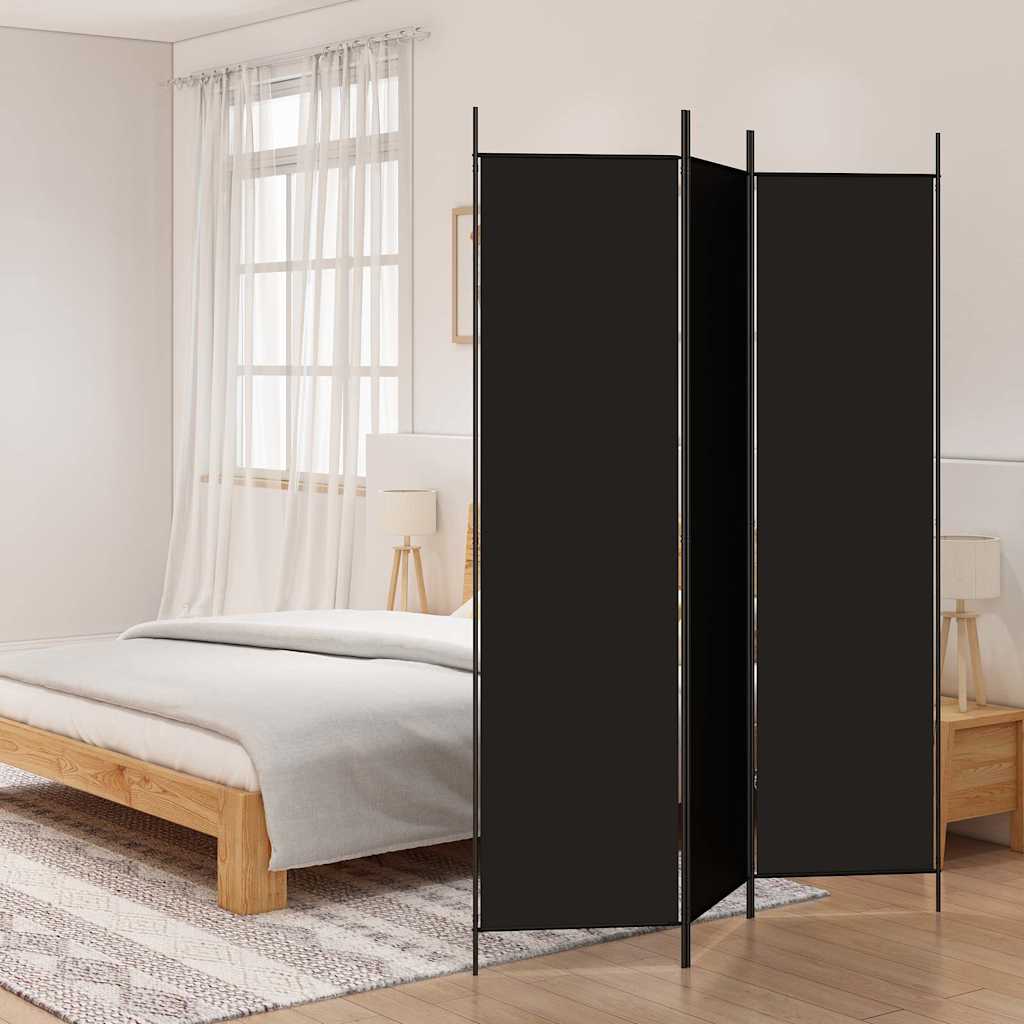 3-panels rumdeler i stof - 150 × 200 cm, sort