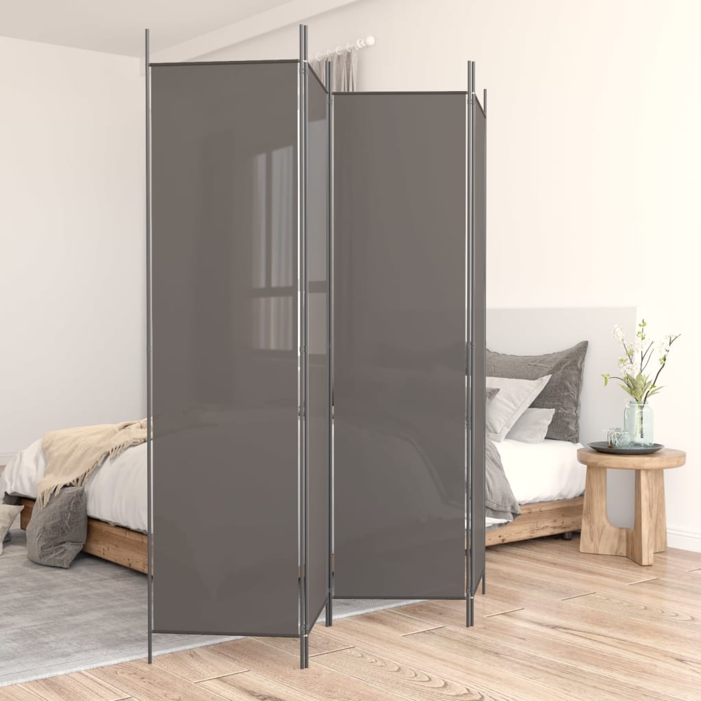 3-Panels Rumdeler Stof Antracitgrå - 4 / 200 x 200 cm
