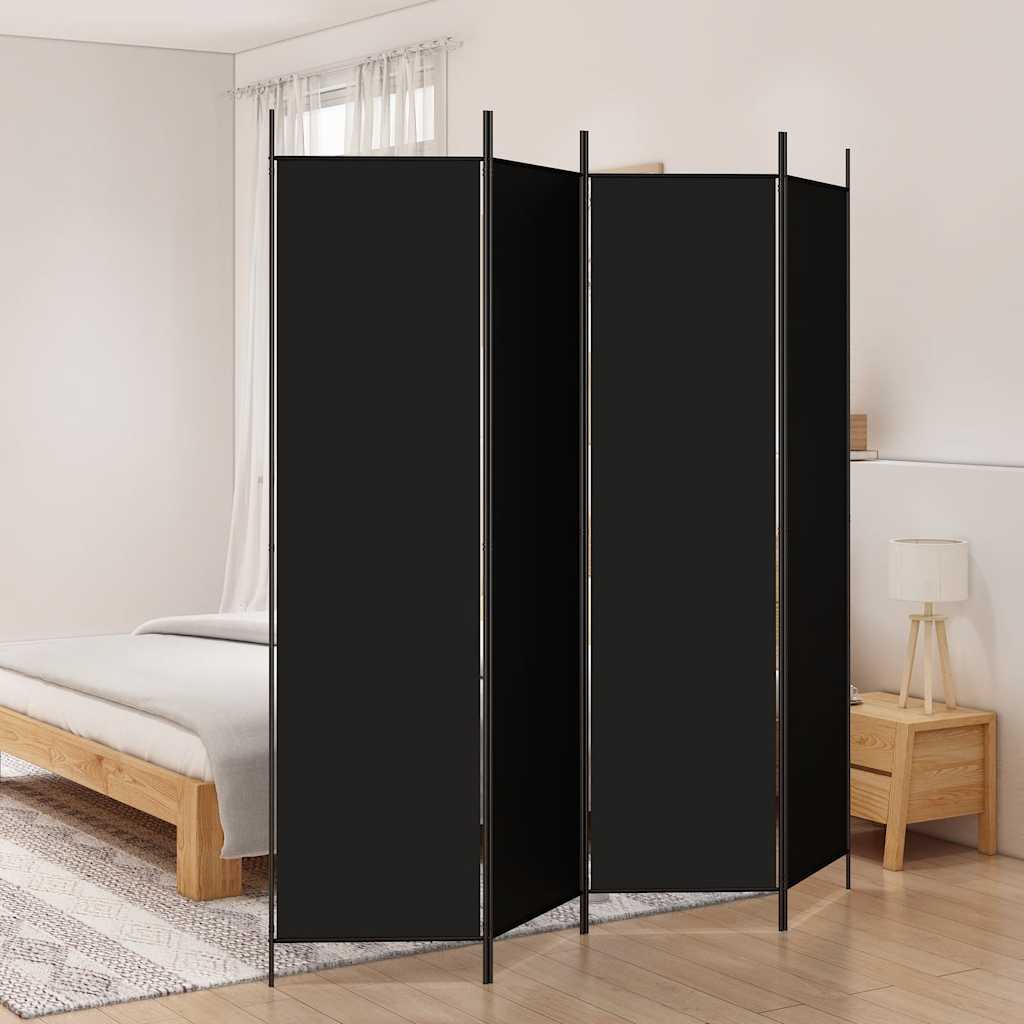 3-Panels Rumdeler Stof Sort - 4 / 200 x 200 cm