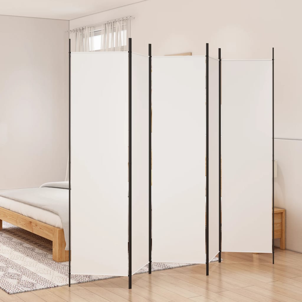Rumdeler med 5 paneler - 250 × 200 cm - stof, hvid