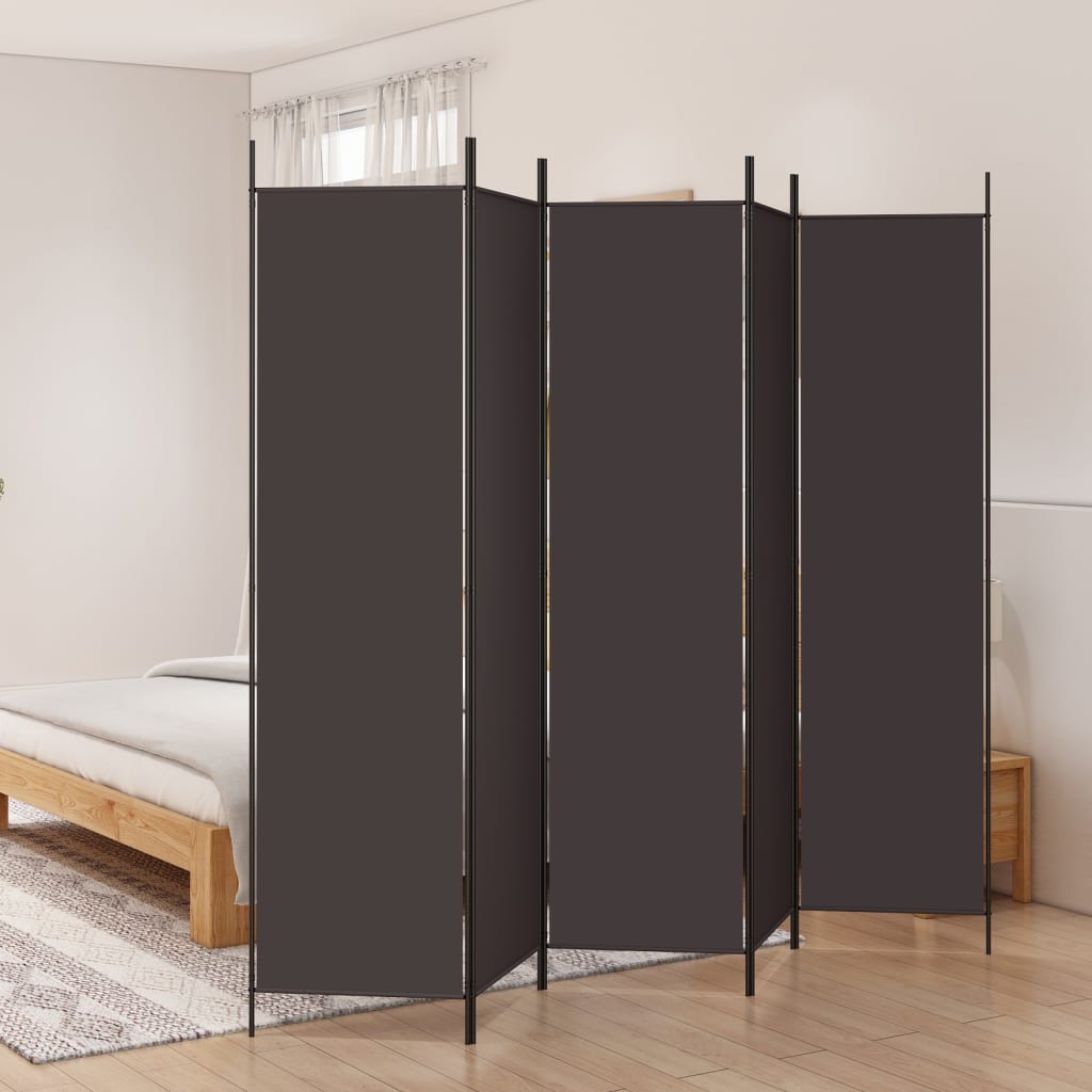 5-panels rumdeler 250x200 cm stof brun billede