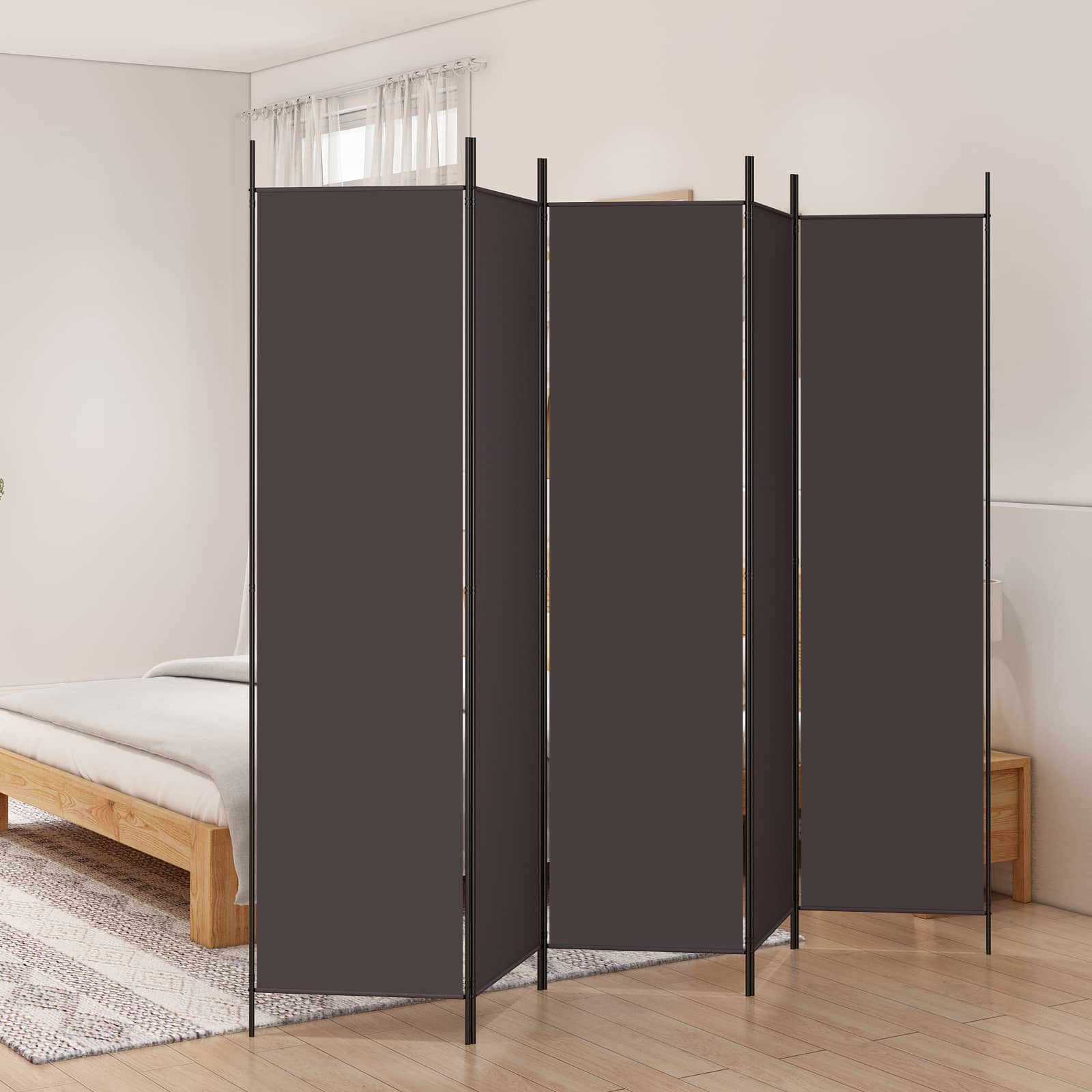 3-Panels Rumdeler Stof Brun - 5 / 250 x 200 cm