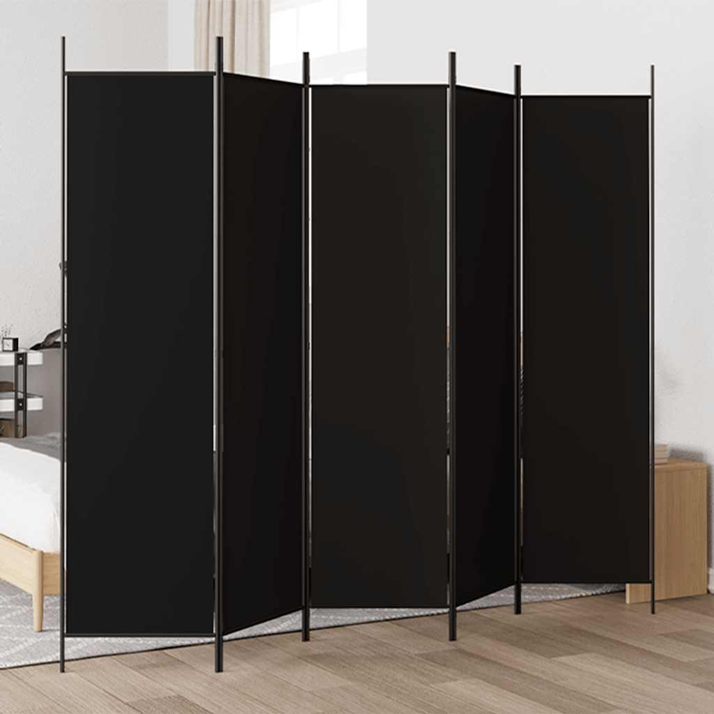 5-panels rumdeler 250x200 cm stof sort billede