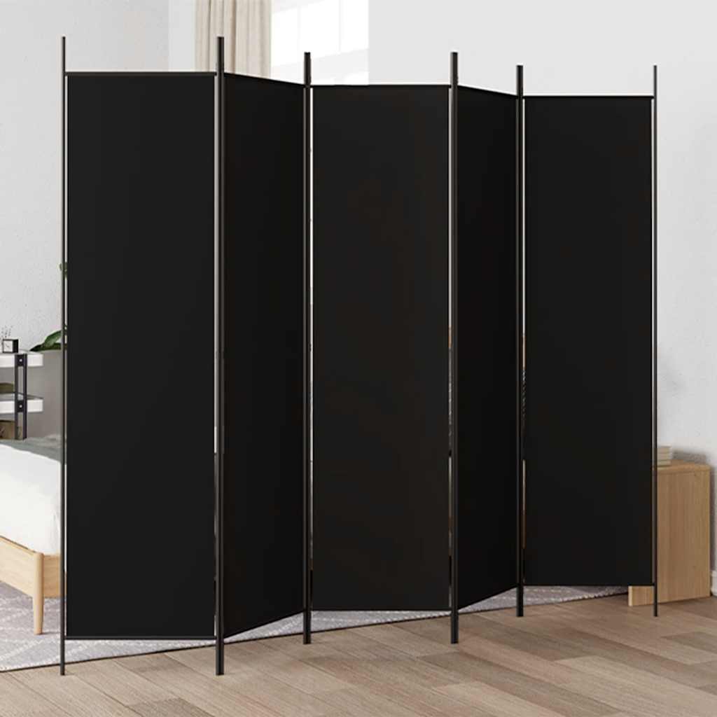 3-Panels Rumdeler Stof Sort - 5 / 250 x 200 cm