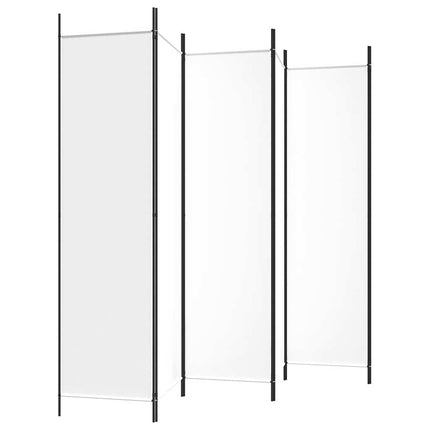 6-panels rumdeler 300x200 cm stof hvid
