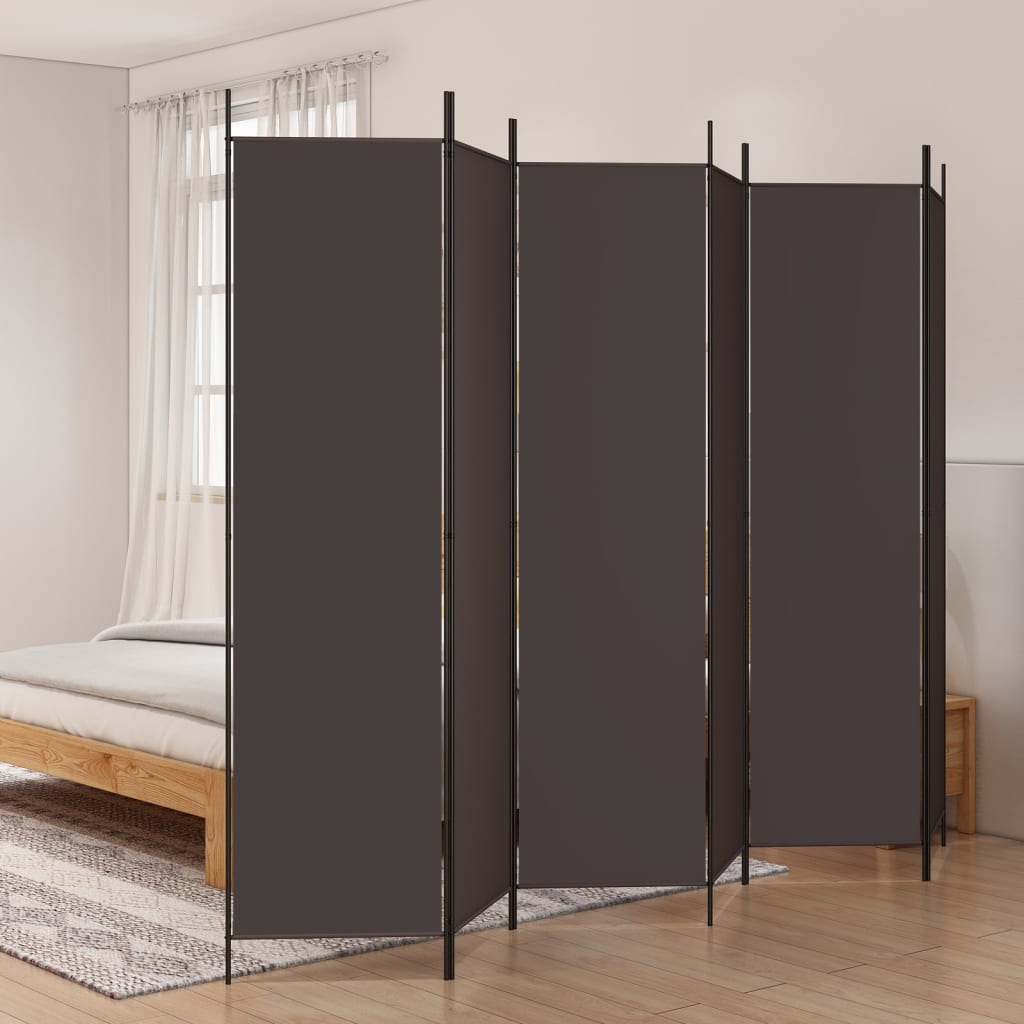 Rumdeler med 6 paneler i stof - 300 × 200 cm, brun