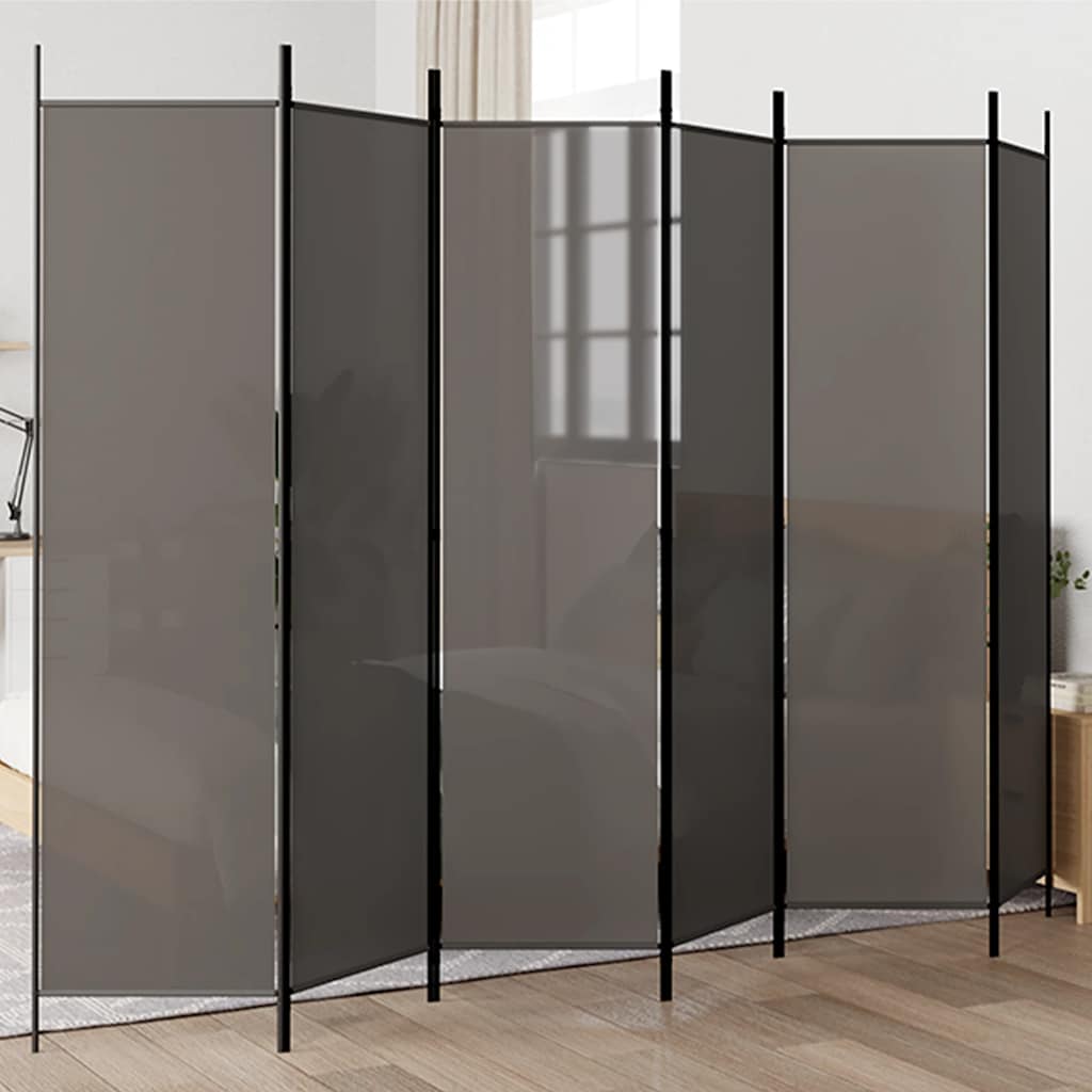 3-Panels Rumdeler Stof Antracitgrå - 6 / 300 x 200 cm
