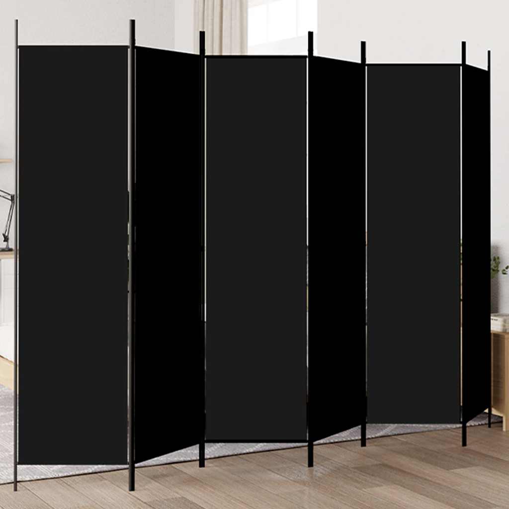 3-Panels Rumdeler Stof Sort - 6 / 300 x 200 cm