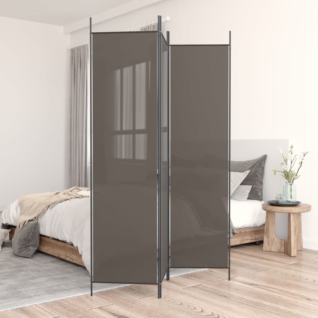 3-Panels Rumdeler Stof Antracitgrå - 3 / 150 x 220 cm