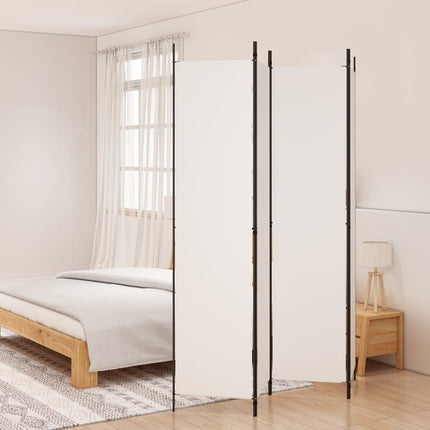 4-panels rumdeler 200x220 cm stof hvid