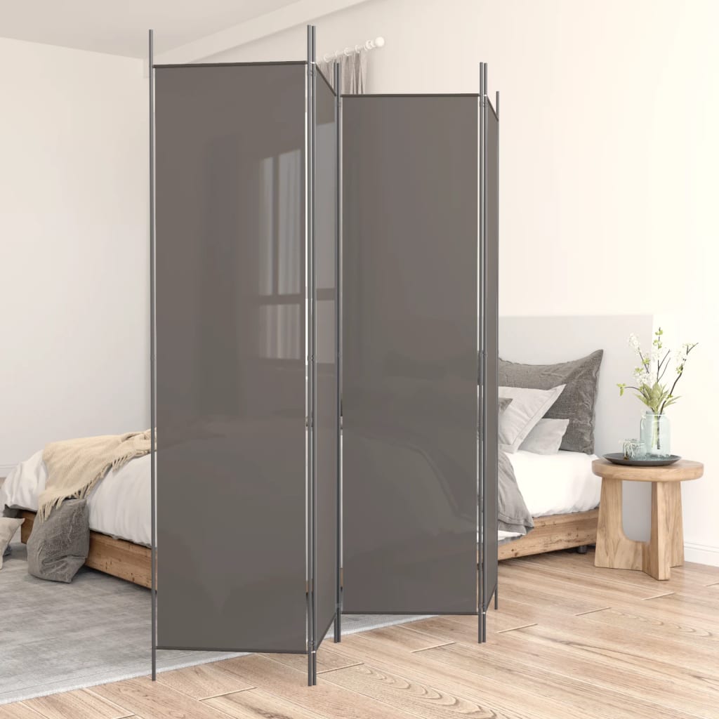 3-Panels Rumdeler Stof Antracitgrå - 4 / 200 x 220 cm