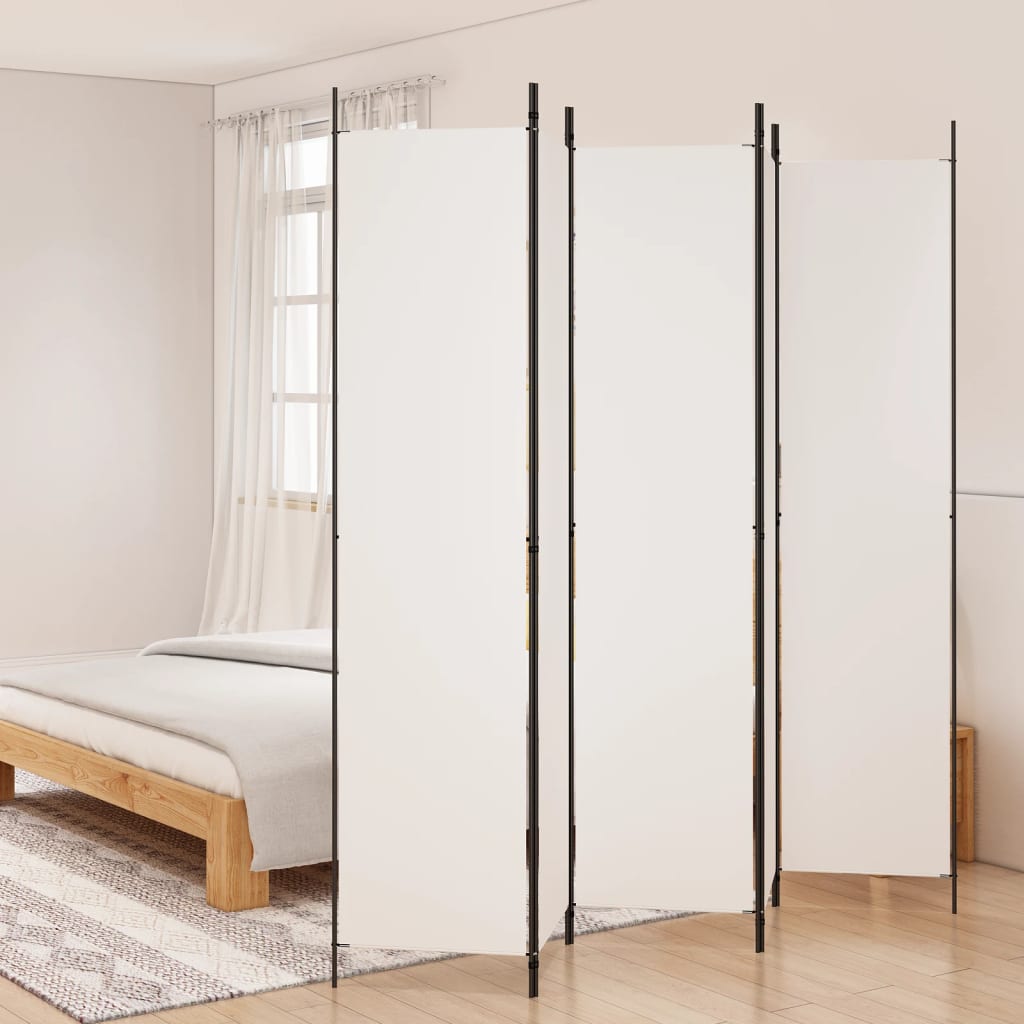 5-panels rumdeler 250x220 cm stof hvid billede