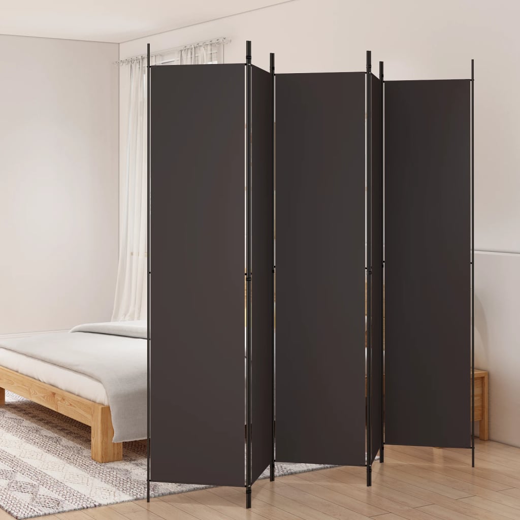 5-panels rumdeler 250x220 cm stof brun billede