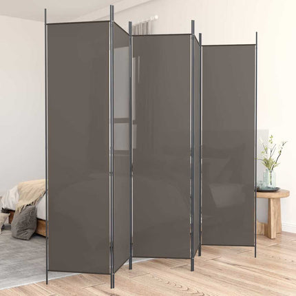 5-panels rumdeler 250x220 cm stof antracitgrå