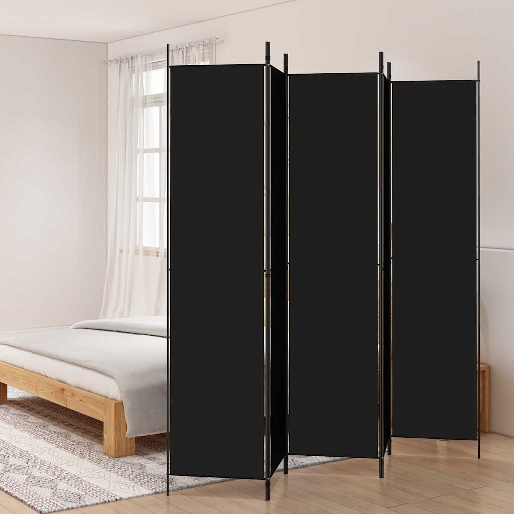 3-Panels Rumdeler Stof Sort - 5 / 250 x 220 cm