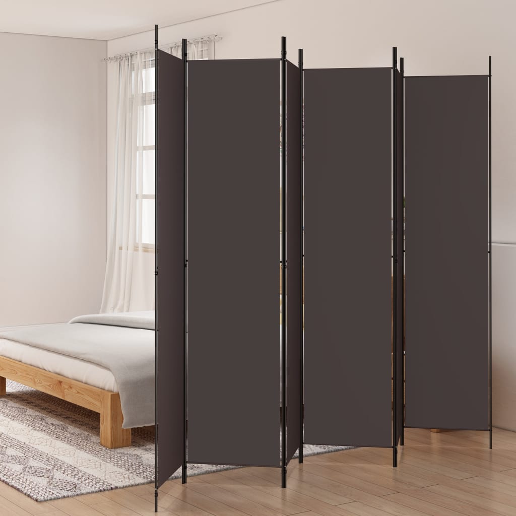 6-panels rumdeler 300x220cm stof brun billede