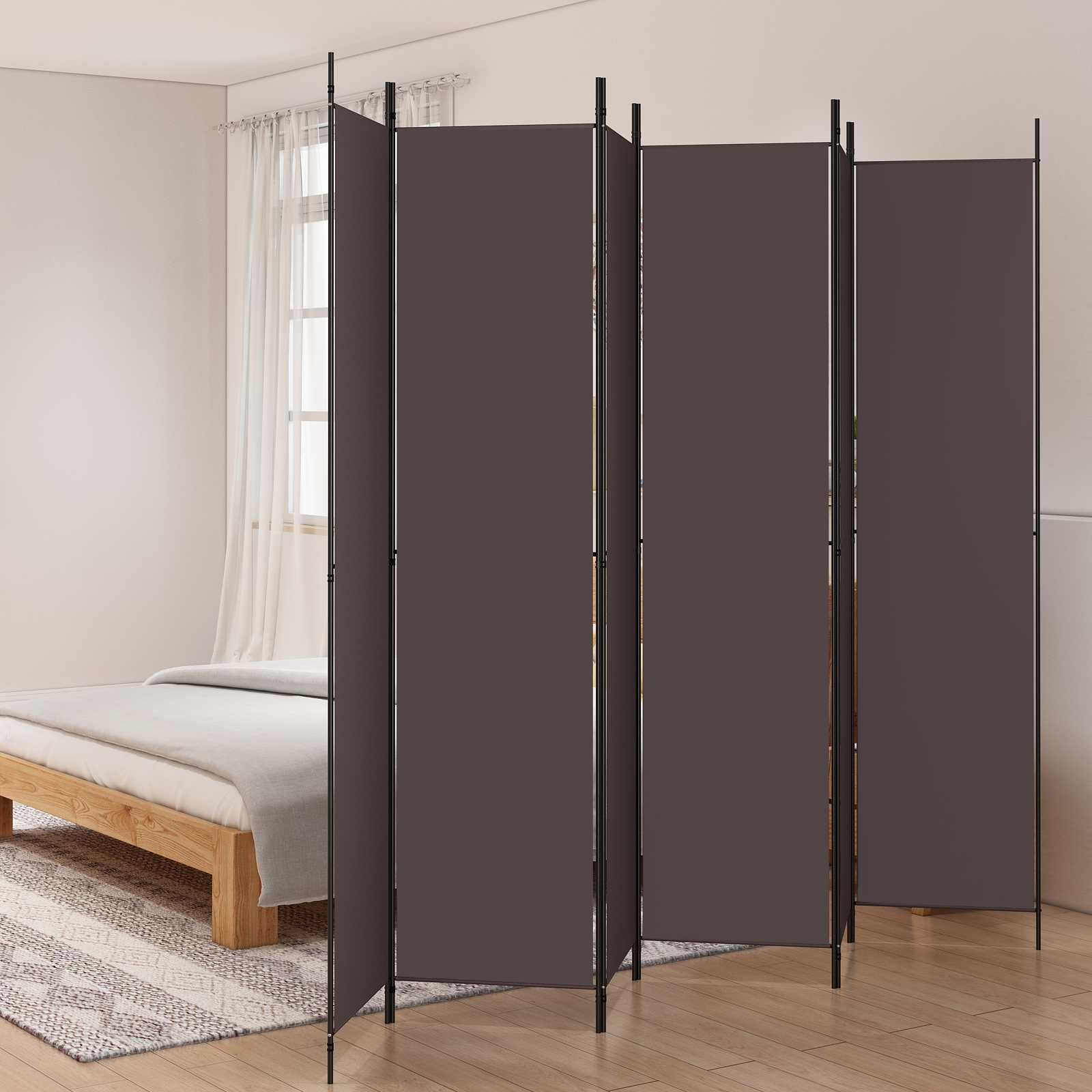 3-Panels Rumdeler Stof Brun - 6 / 300 x 220 cm