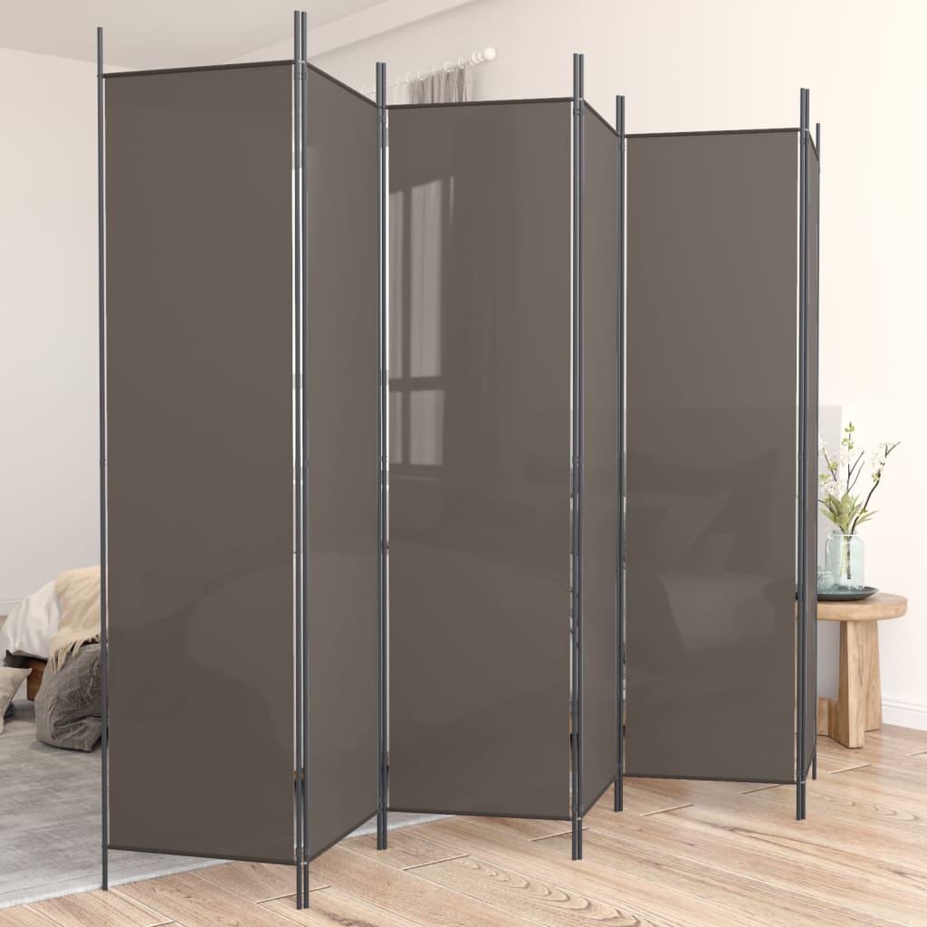 3-Panels Rumdeler Stof Antracitgrå - 6 / 300 x 220 cm