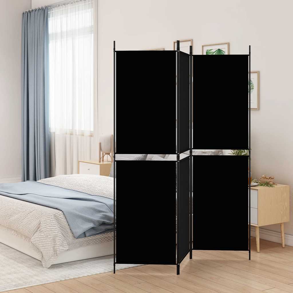 3-panels rumdeler i stof - 150 × 180 cm, sort