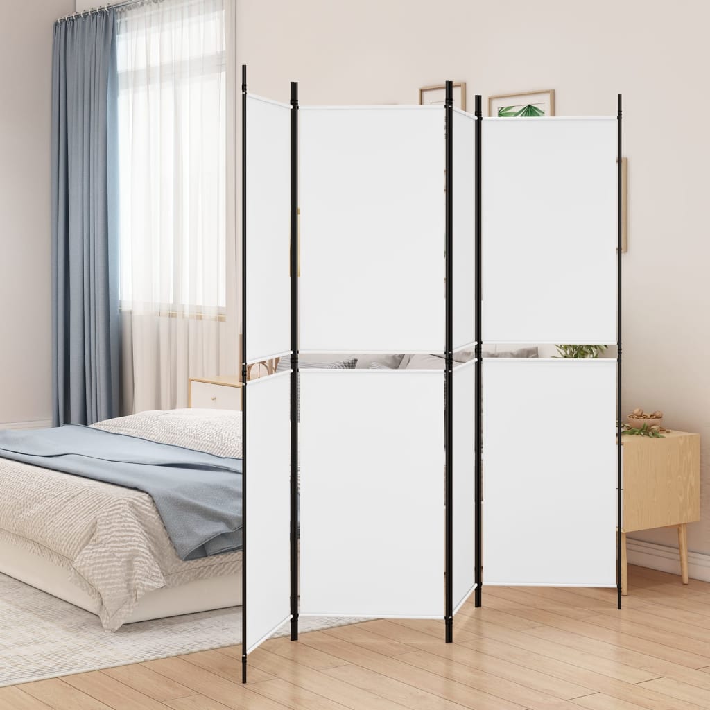 4-panels rumdeler i stof - hvid, 200 × 180 cm