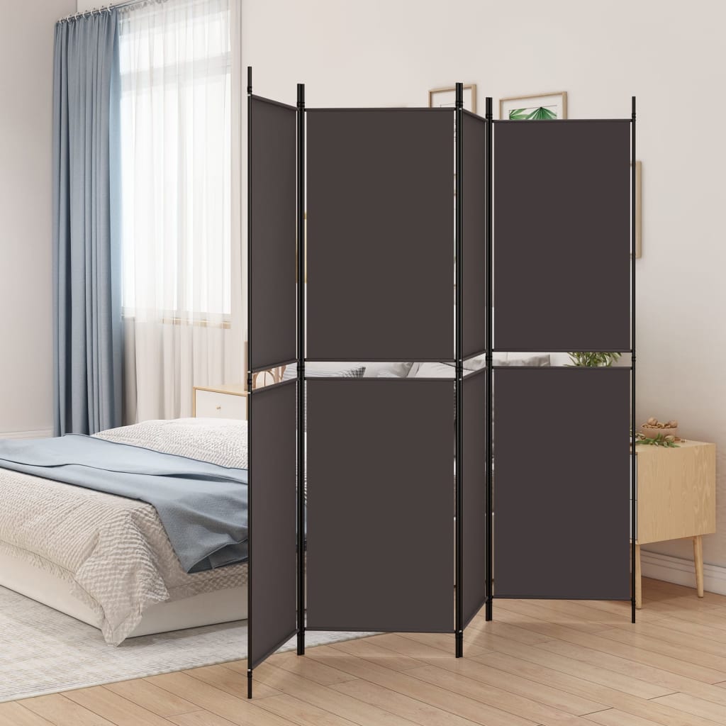 4-panels rumdeler 200x180 cm stof brun billede